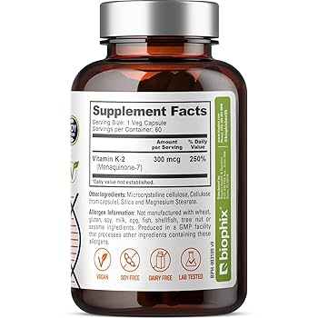 Amazon.com: biophix Vitamin K2 MK-7 300mcg, 60 Vegan